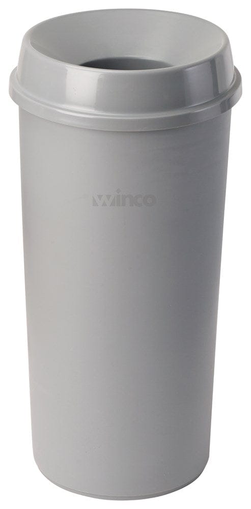 Winco Essentials Each Winco PTCR-22G 22 Gallon Round Tall Trash Can 16 Inch Diameter x 30 and a Half Inch Height Grey | Denson CFE
