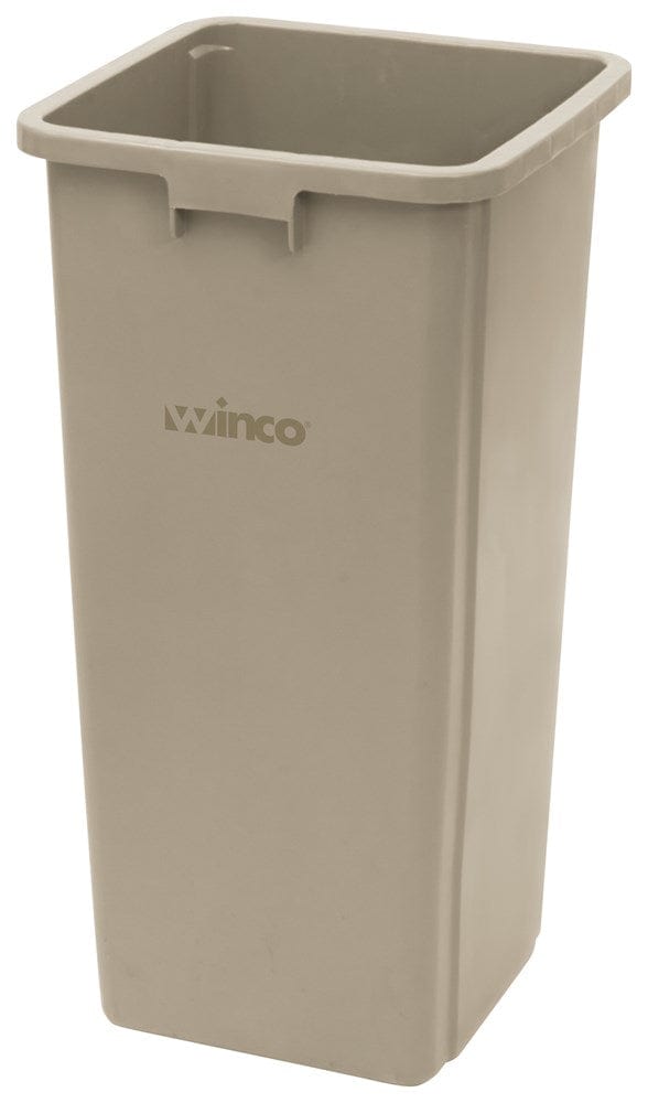 Winco Essentials Each Winco PTCS-23BE 23 Gallon Square Tall Trash Can, 15-5/8" Square x 30-3/4"H, Beige