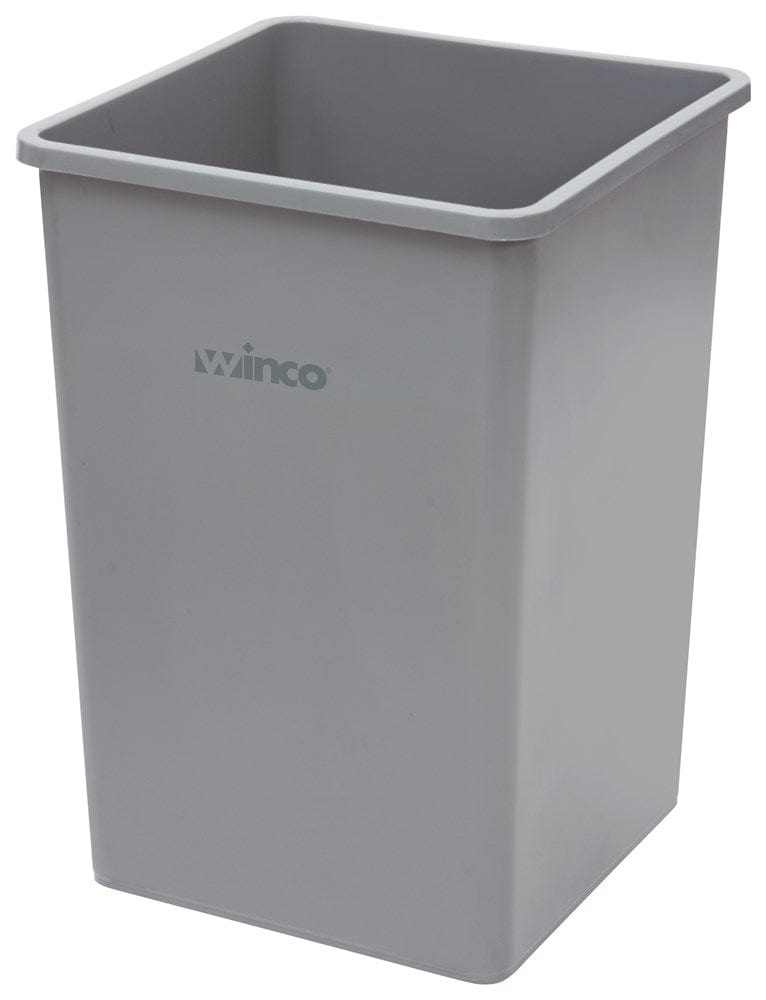Winco Essentials Each Winco PTCS-35G 35 Gallon Square Tall Trash Can, 19-1/2" Square x 27-5/8"H, Gray