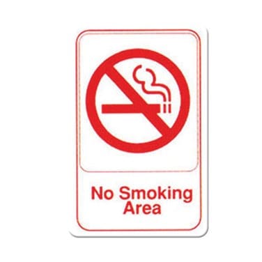 Winco Essentials Each Winco SGN-684W No Smoking Area Information Sign 6 x 9 White | Denson CFE