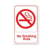 Winco Essentials Each Winco SGN-684W No Smoking Area Information Sign 6 x 9 White | Denson CFE