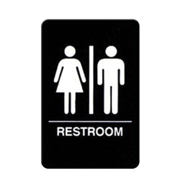 Winco Essentials Each Winco SGNB-603 Restroom Information Sign with Braille and Symbol 6 inch x 9 inch | Denson CFE