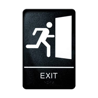 Winco Essentials Each Winco SGNB-604 Exit Information Sign with Braille and Symbol 6 x 9 Black and White | Denson CFE