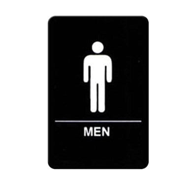 Winco Essentials Each Winco SGNB-605 Information Sign Men 6 Inch x 9 Inch Braille Sign with Symbol White on Black | Denson CFE