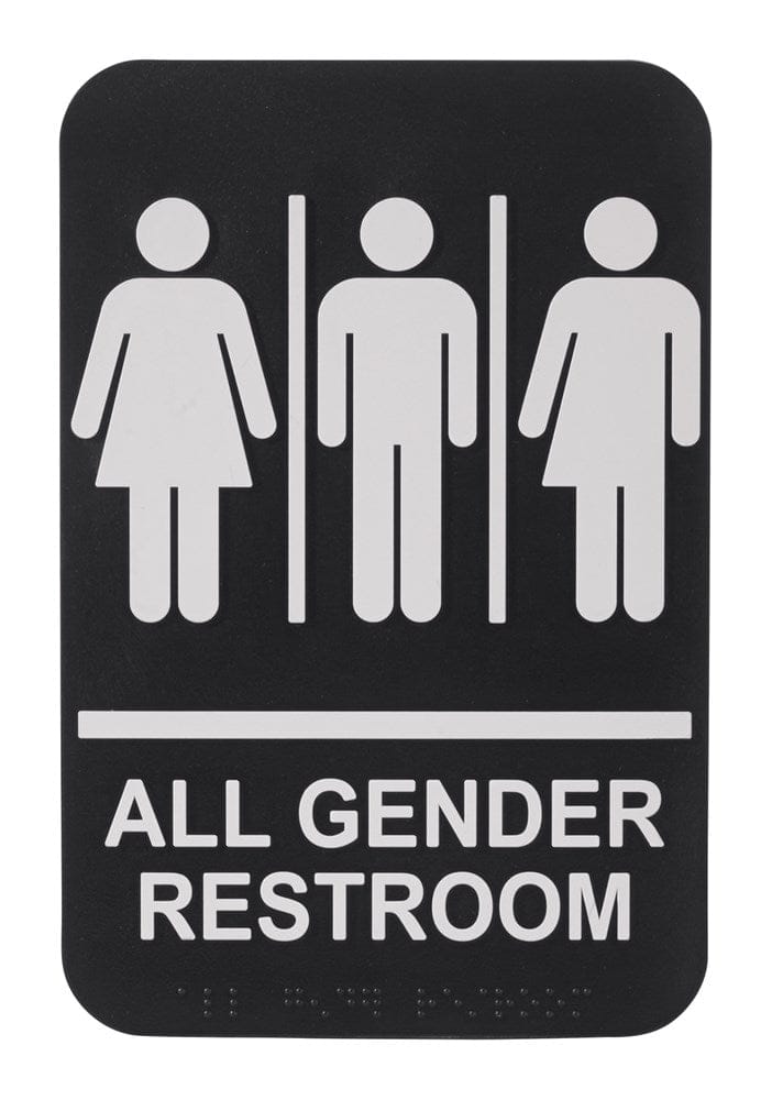 Winco Essentials Each Winco SGNB-607 All Gender Information Sign with Braille 6 x 9 Black and White | Denson CFE