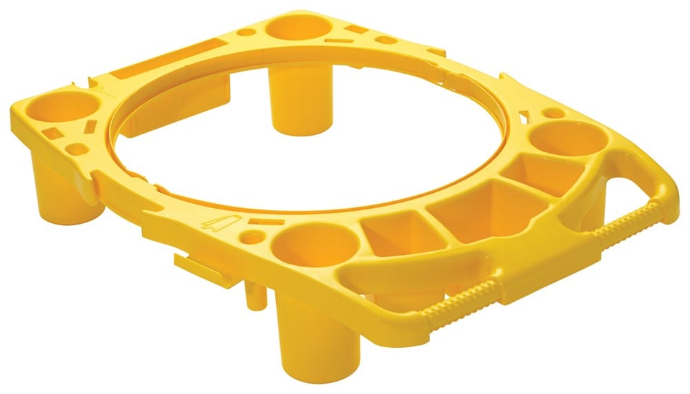 Winco Essentials Each Winco TCD-44Y Container Caddy for 44 Gallon Trash Cans with Multiple Storage Compartments and Hooks | Denson CFE