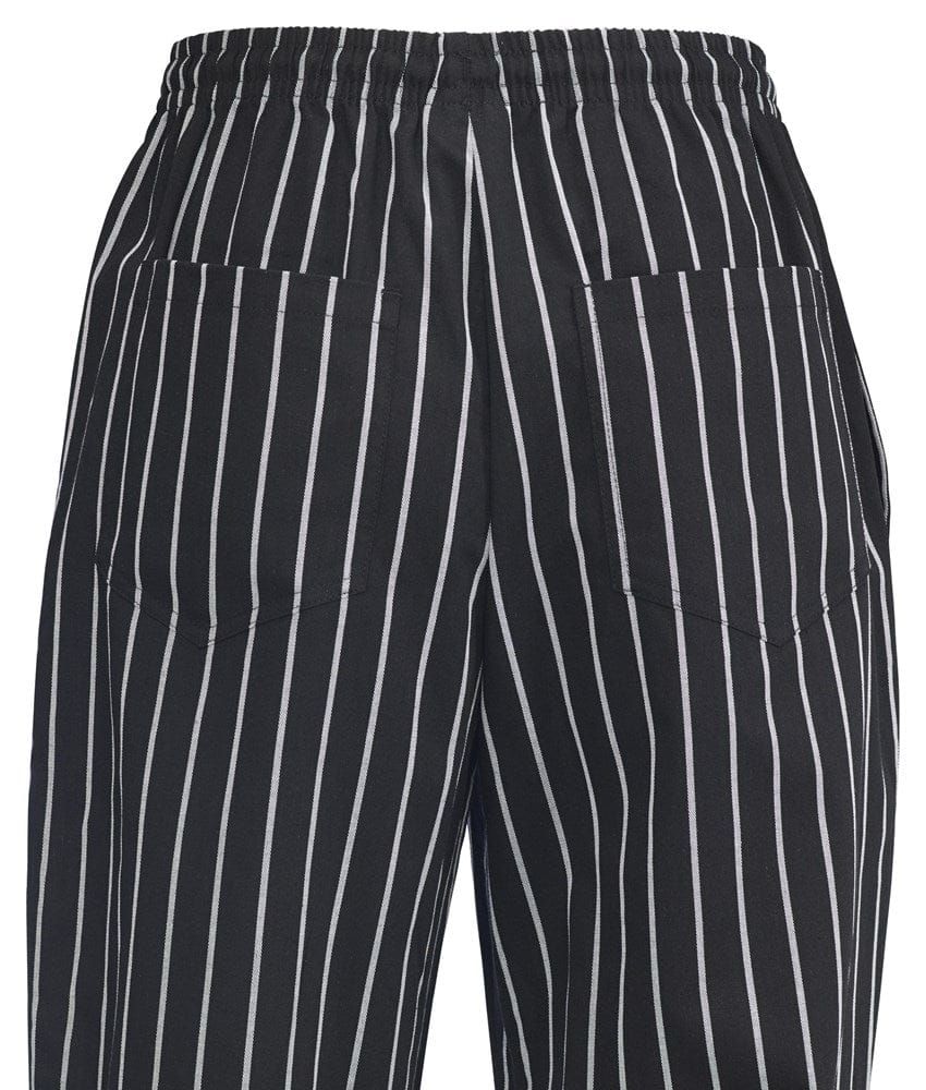 Winco Essentials Each Winco UNF-3CM Chalk Stripe Medium Relaxed Fit Chef Pants with Drawstring Waist and Pockets | Denson CFE