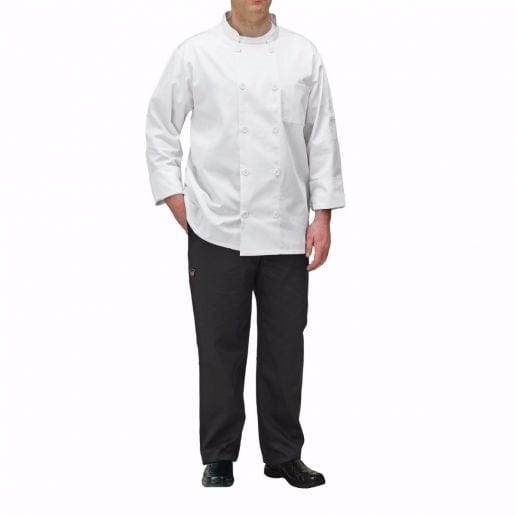 Winco Essentials Each Winco UNF-5WXXL White 2X-Large Signature Chef Universal Fit Poly/Cotton Double Breasted Chef Jacket With Chest Pocket And Thermometer/Pen Pocket