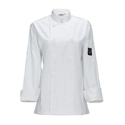 Winco Essentials Each Winco UNF-7WL SignatureChef Women's White Double Breasted Chef Jacket with Thermometer Pocket Large | Denson CFE