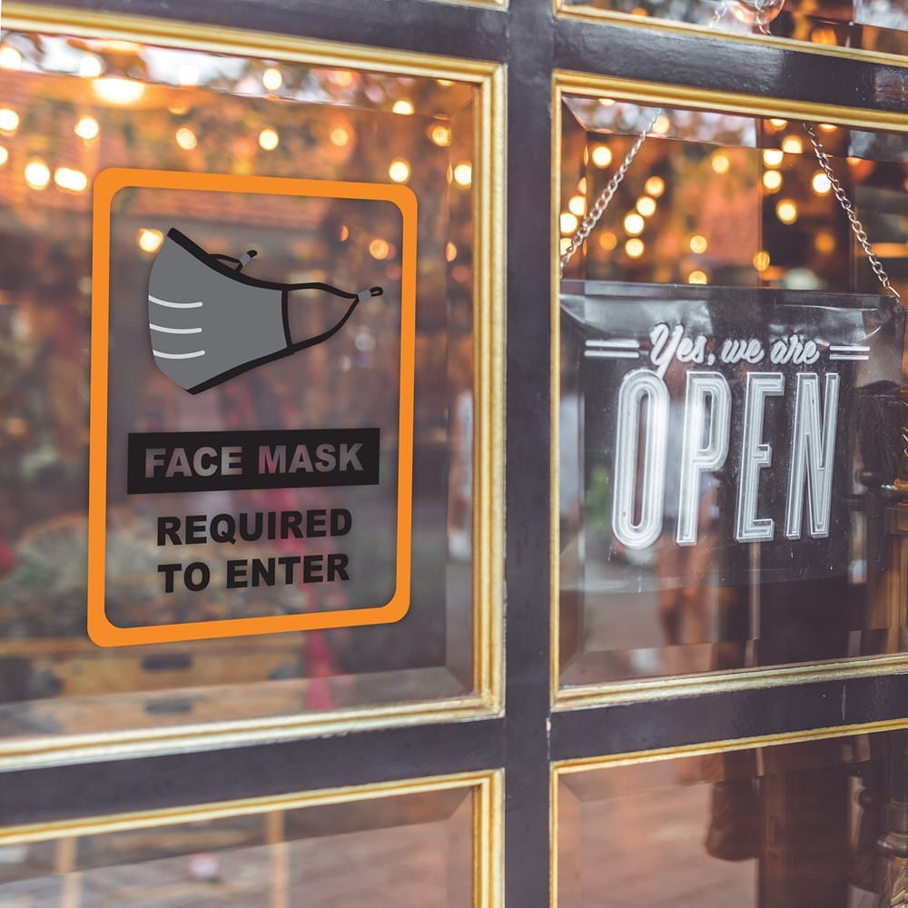 Winco Essentials Pack Winco WC-811 Face Mask Required Transparent Window Cling 8.5x11 Inches 2 Pack | Denson CFE