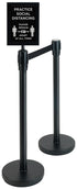 Winco Essentials Set / Black Winco CGS-SETA 2 Piece Black Stanchion Set with Social Distancing Sign | Denson CFE