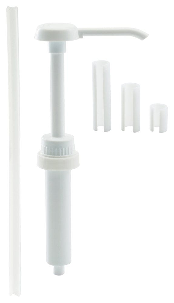 Winco Essentials Set Winco PKT-1 Pump Dispenser with Three Capacity Restrictors for One Gallon Jug 17 Inches Overall Length 1.5 Inches Diameter Cap | Denson CFE