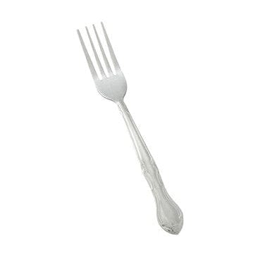 Winco Flatware Dozen Winco 0004-05 Stainless Steel Dinner Fork with Elegance Pattern and Vibro Finish | Denson CFE