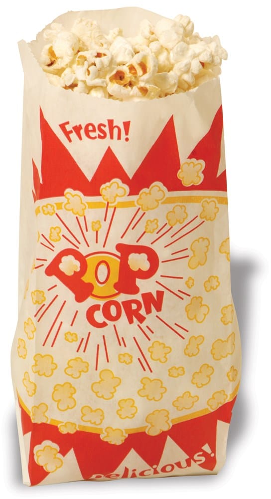 Winco Food and Beverage Case Winco Benchmark 41003 Popcorn Supplies Popcorn Paper Bags 2 oz.