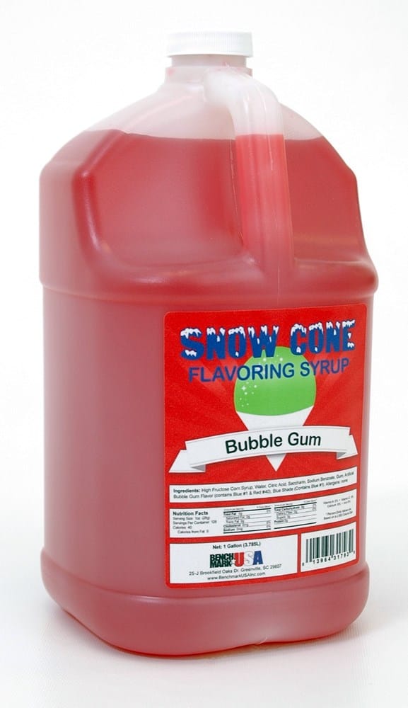 Winco Food & Beverage Each Winco Benchmark 72008 Bubble Gum Snow Cone Syrup 1 Gallon | Denson CFE