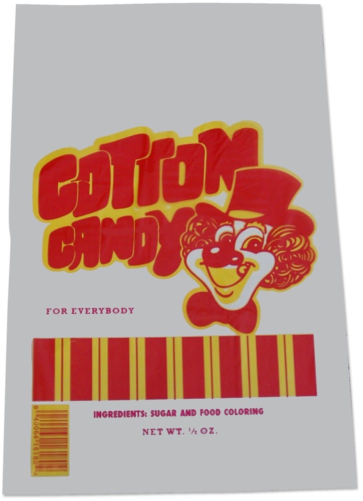 Winco Food & Beverage Pack Winco Benchmark 83001 Cotton Candy Serving Bags 100 Count | Denson CFE