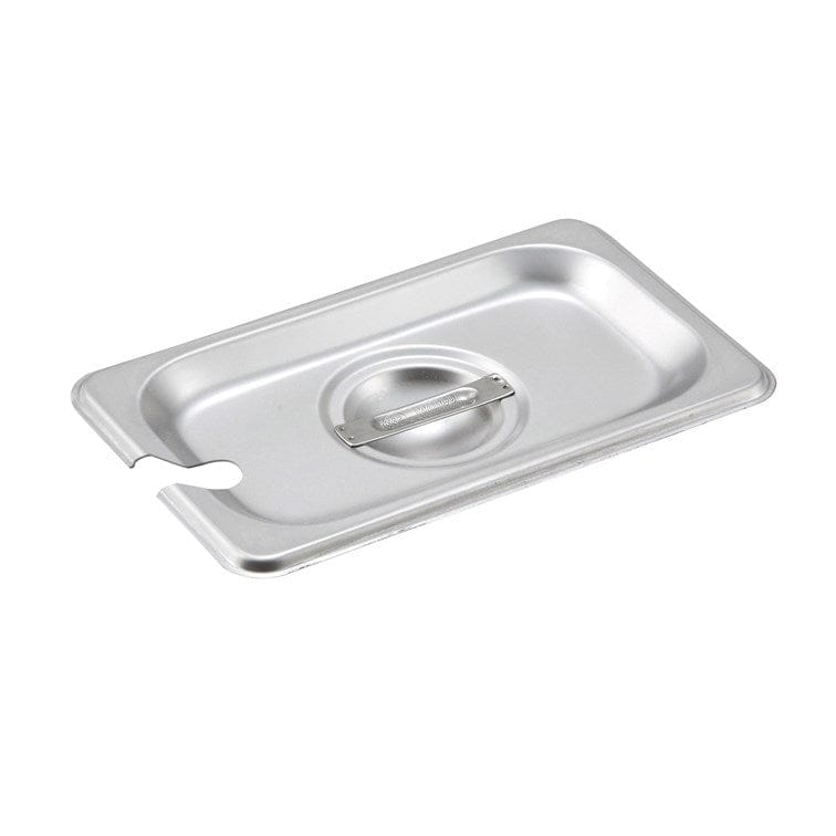 Winco Food Pans Each Winco SPCN Stainless Steel Steam Pan Cover 1/9 Size Slotted with Handle | Denson CFE