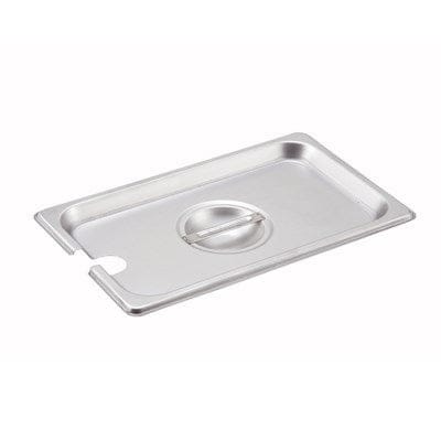 Winco Food Pans Each Winco SPCQ Quarter Size Slotted Stainless Steel Steam Table Pan Cover with Handle | Denson CFE
