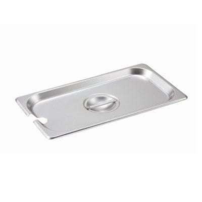 Winco Food Pans Each Winco SPCT Slotted Stainless Steel Steam Table Pan Cover 1/3 Size with Handle | Denson CFE