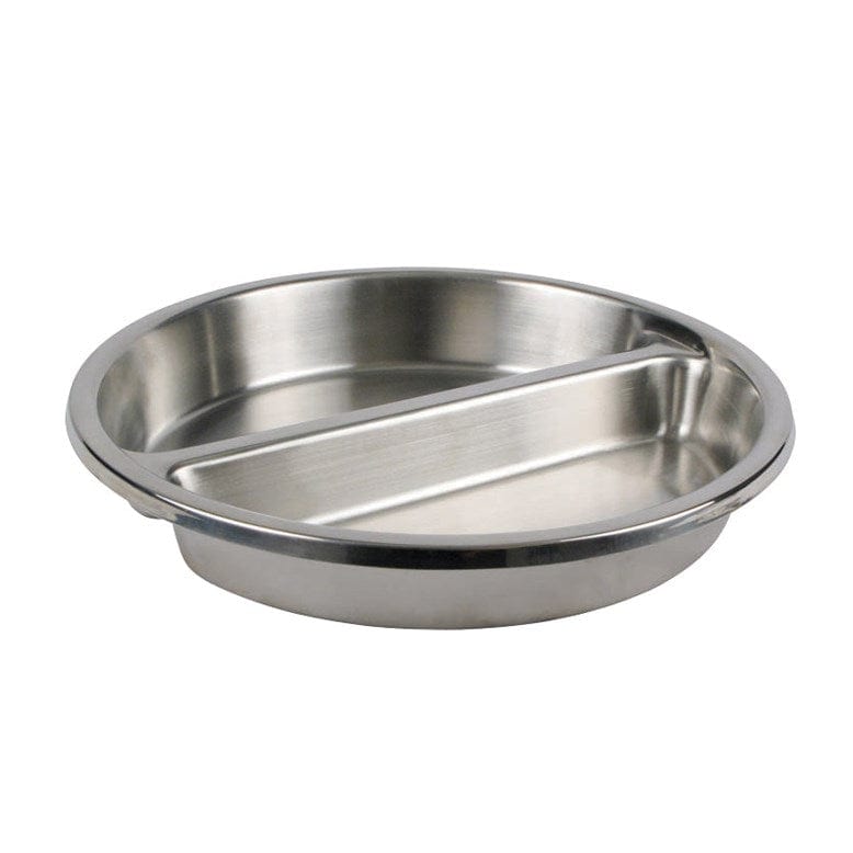 Winco Food Pans Each Winco SPFD-2R Stainless Steel Round Divided Food Pan for 6 Qt. Round Roll Top Chafer