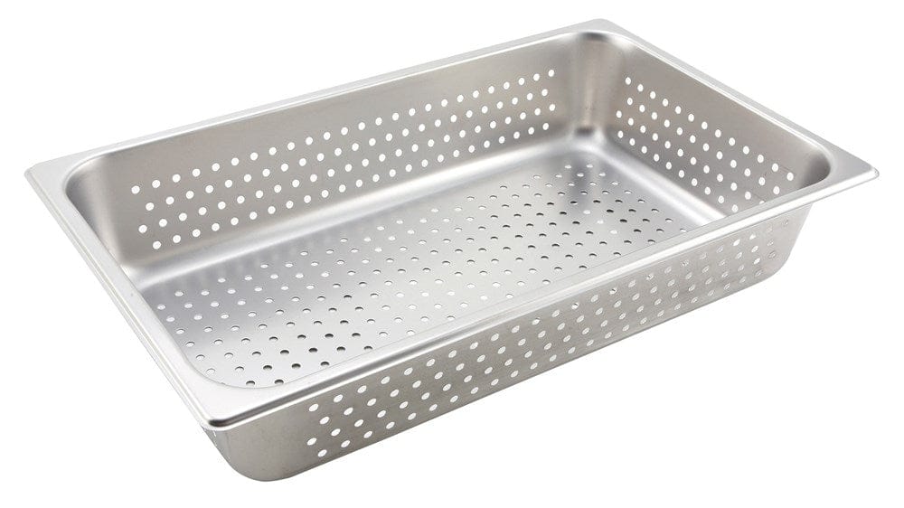 Winco Food Pans Each Winco SPFP4 Full Size Perforated Steam Table Pan 4 Inch Deep Stainless Steel | Denson CFE