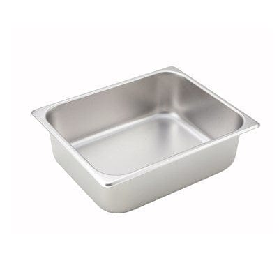 Winco Food Pans Each Winco SPH4 Half-Size Straight-Sided Steam Table Pan 4 Inch Deep 25 Gauge Stainless Steel | Denson CFE