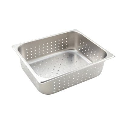Winco Food Pans Each Winco SPJH-204PF Perforated Half Size Steam Pan 22 Gauge Stainless Steel 4 Inch Deep | Denson CFE