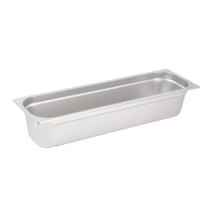 Winco Food Pans Each Winco SPJH-4HL Anti-jam Half Size Long Steam Table Pan 22 Gauge Stainless Steel 4 Inch Deep | Denson CFE
