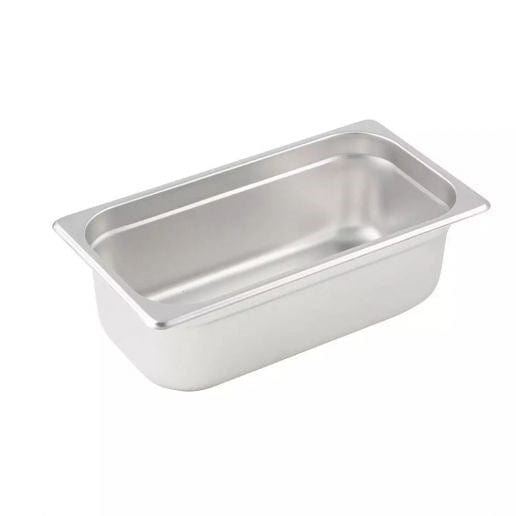 Winco Food Pans Each Winco SPJM-304 4" Third Size Solid Anti-Jam Steam Table Pan / Hotel Pan - 24 Gauge
