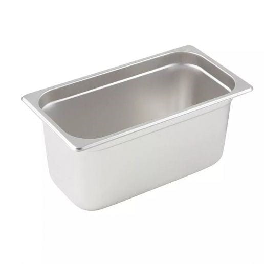 Winco Food Pans Each Winco SPJM-306 6" Third Size Solid Anti-Jam Steam Table Pan / Hotel Pan - 24 Gauge