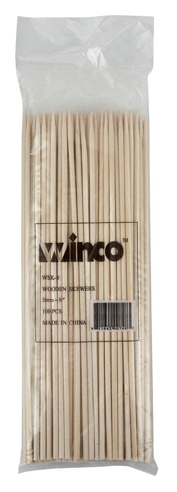 Winco Food Service Supplies Bag Winco WSK-08 8" Bamboo Skewers, 100/bag