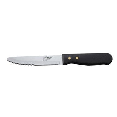 Winco Food Service Supplies Dozen / Black Winco K-85P Jumbo Steak Knife 5 Inch Blade Black Plastic Handle | Denson CFE