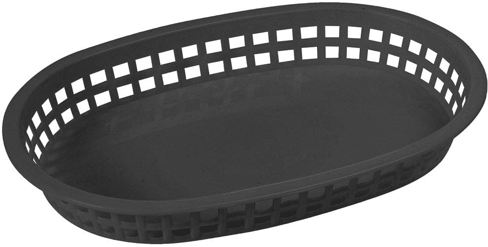 Winco Food Service Supplies Dozen / Black Winco PLB-K Black Oval Plastic Platter Basket 10-3/4" x 7-1/4" for Snacks and Meals | Denson CFE