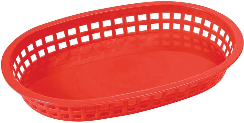 Winco Food Service Supplies Dozen / Red Winco PLB-R Oval Platter Basket 10-3/4 by 7-1/4 by 1-1/2 inches Red | Denson CFE