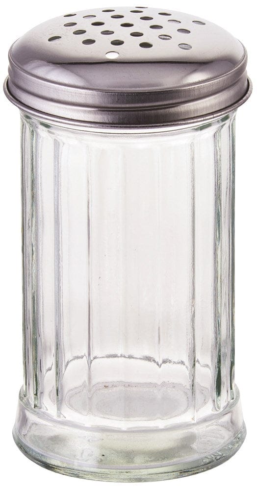 Winco Food Service Supplies Dozen Winco G-103 Clear Glass Cheese Shaker with Perforated Top 12 Ounce | Denson CFE