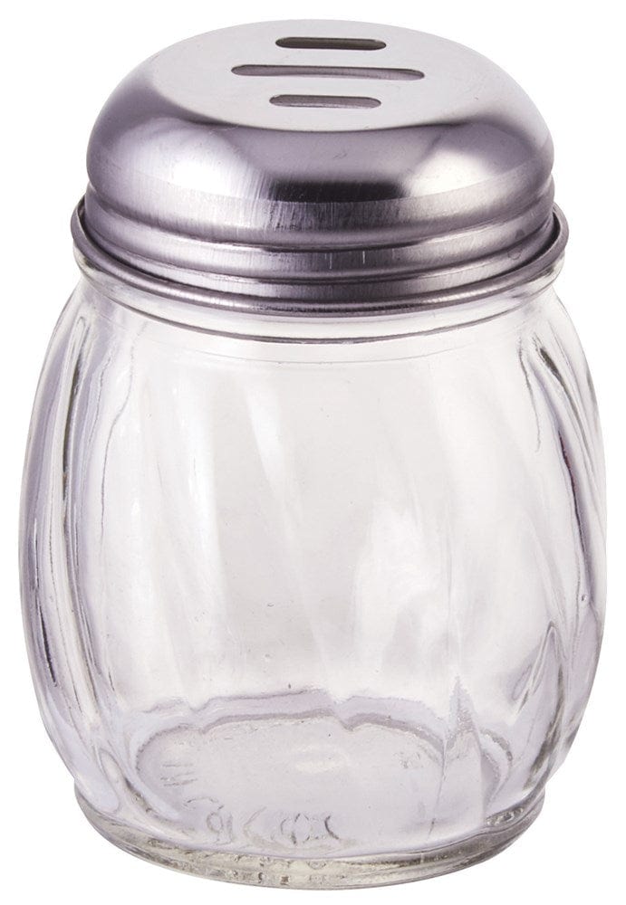 Winco Food Service Supplies Dozen Winco G-108 6 oz. Glass Cheese Shaker with Slotted Chrome Top | Denson CFE