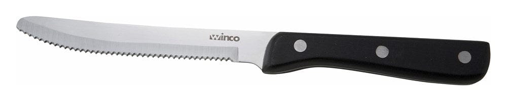 Winco Food Service Supplies Dozen Winco K80P Jumbo Steak Knife with 5 Inch Blade Triple Riveted Full Tang Forged Blade | Denson CFE