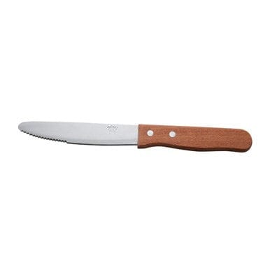 Winco Food Service Supplies Dozen Winco KB-15W Jumbo Steak Knife with 5 Inch Blade and Wooden Handle | Denson CFE
