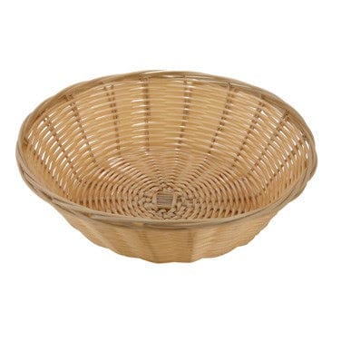 Winco Food Service Supplies Dozen Winco PWBN-9R 9 Inch Round Tan Polypropylene Woven Basket for Serving | Denson CFE