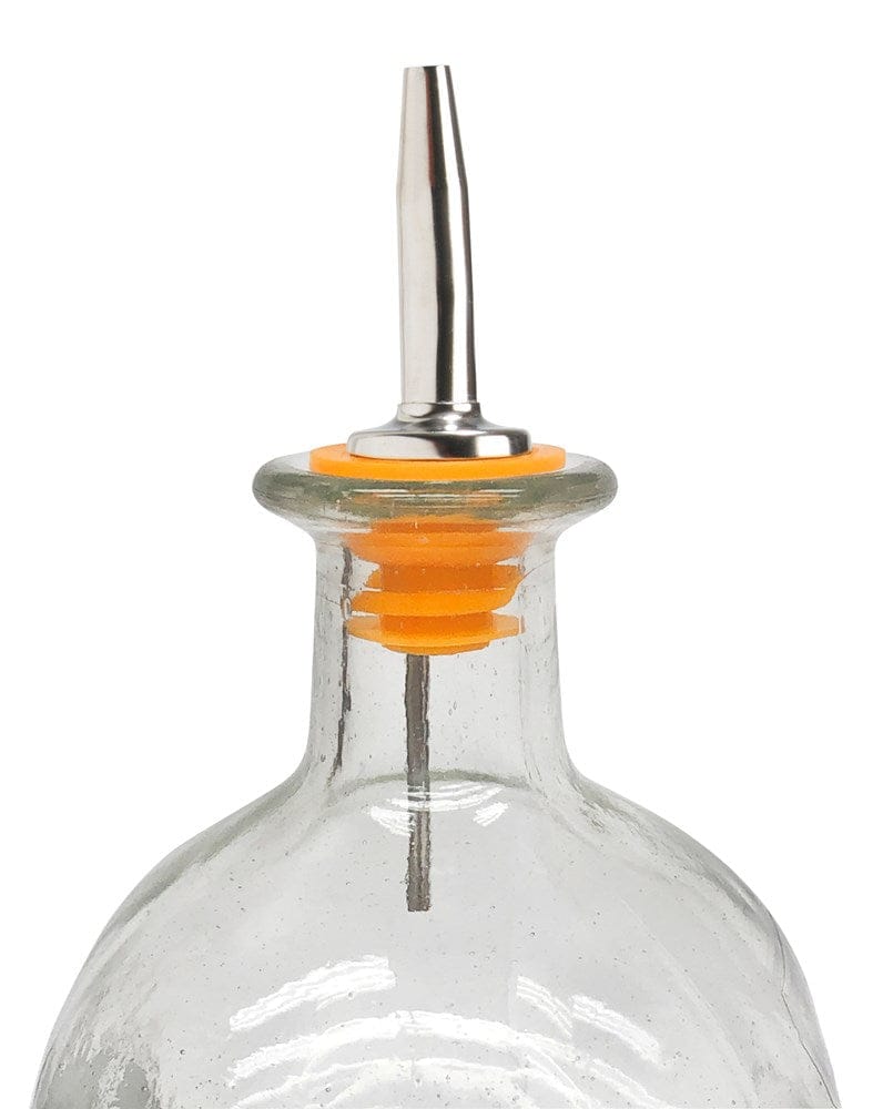 Winco Food Service Supplies Dozen / Yellow Winco PPM-6 Metal Pourer with Oversized Tapered Spout and Medium Flow Yellow Plastic Stopper | Denson CFE