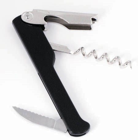 Winco Food Service Supplies Each / Black Winco CO712 Economy Waiter's Corkscrew Black Stainless Steel | Denson CFE