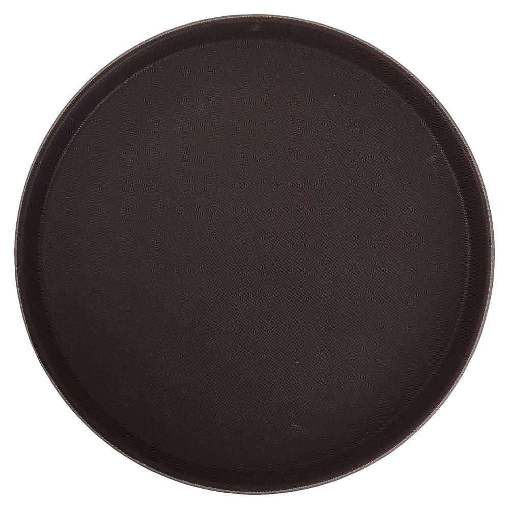Winco Food Service Supplies Each / Brown Winco TRH-16 16 Inch Easy Hold Rubber Lined Round Tray Brown | Denson CFE