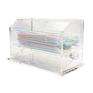 Winco Food Service Supplies Each Winco ACSD-712 Acrylic Straw Dispenser Clear Holds 250 Straws Up to 10 Inches Long | Denson CFE