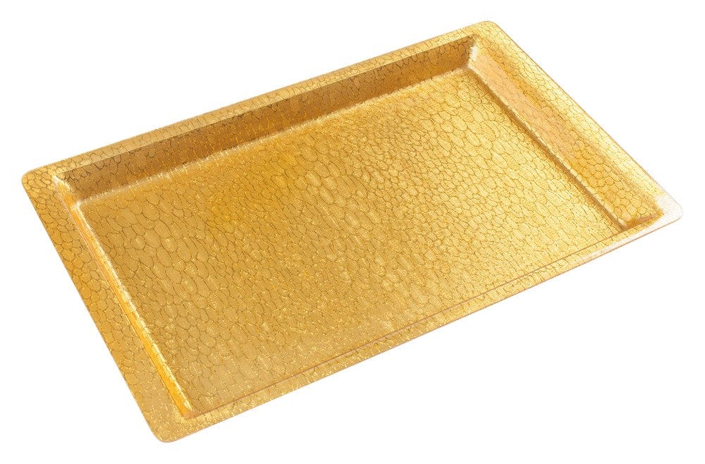 Winco Food Service Supplies Each Winco AST-2G 20" x 12" Gold Acrylic Display Tray with Snake Skin Design