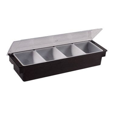 Winco Food Service Supplies Each Winco CCH-4 Four Compartment Bar Condiment Tray with Clear Lid | Denson CFE