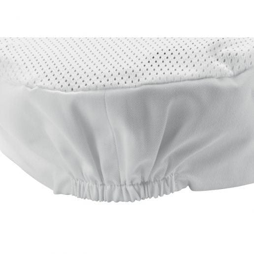 Winco Food Service Supplies Each Winco CHPB-3WR White Regular Size 3 1/2 Inch High Signature Chef Poly/Cotton Ventilated Pillbox Hat With Cool Mesh Top Panel