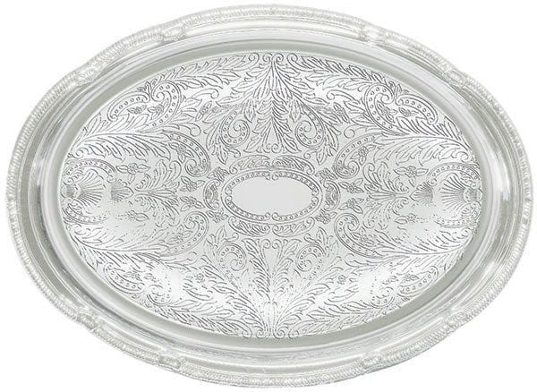 Winco Food Service Supplies Each Winco CMT-1318 Oval Chrome Serving Tray