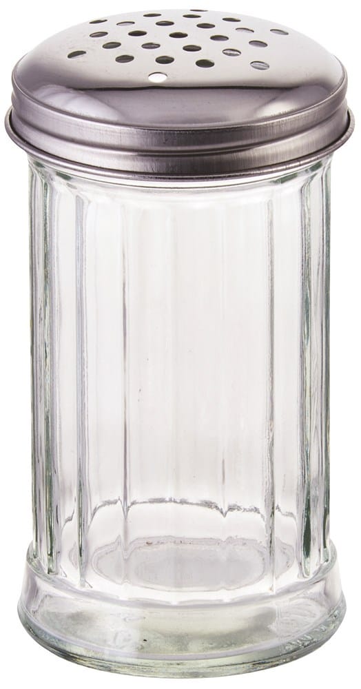 Winco Food Service Supplies Each Winco G-103 Clear Glass Cheese Shaker with Perforated Top 12 Ounce | Denson CFE