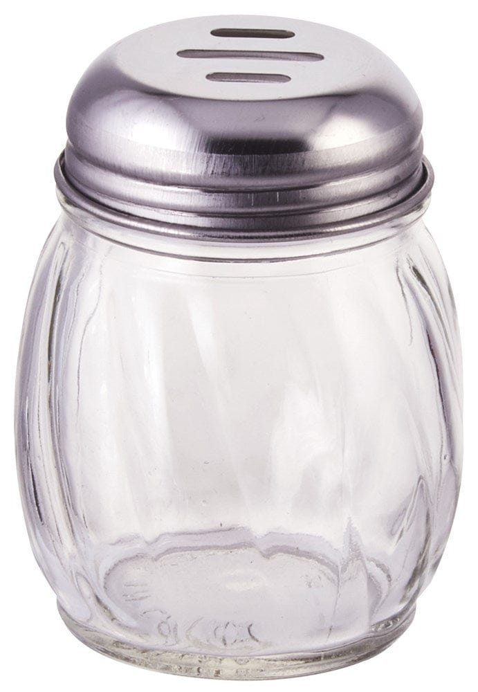 Winco Food Service Supplies Each Winco G-108 6 oz. Glass Cheese Shaker with Slotted Chrome Top | Denson CFE