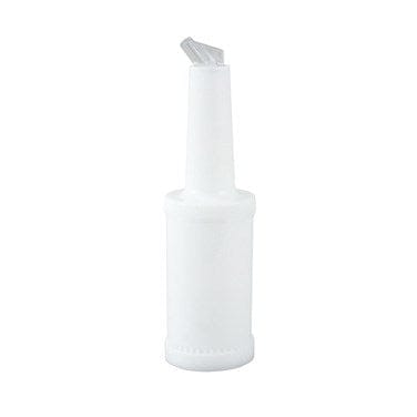 Winco Food Service Supplies Each Winco PPB-1W 1 Quart Liquor and Juice Pour Bottle with White Spout and Lid | Denson CFE
